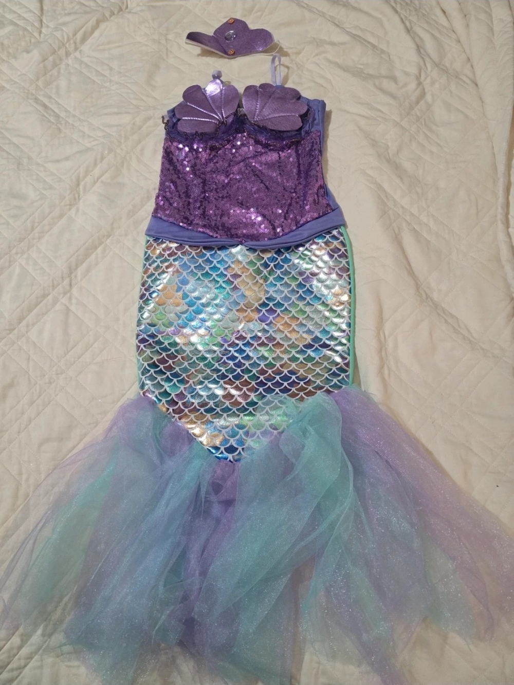 Size 8 Purple Sequin Mermaid Costume Dress with Iridescent Tail